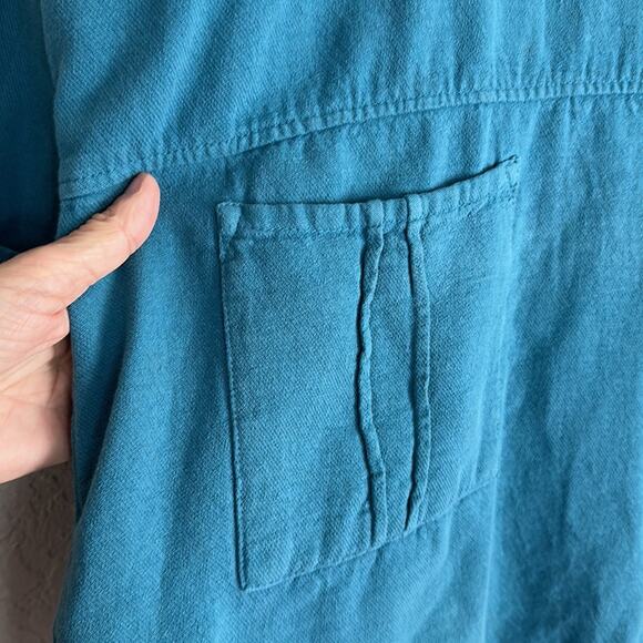 Soft Surroundings Lagenlook Pullover Top Blue Pockets Preshrunk Cotton Oversized - Picture 3 of 7